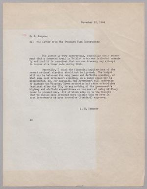 [Letter from I. H. Kempner to S. E. Kempner, November 16, 1944]
