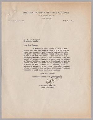 [Letter from Geoffrey R. Mellor to R. Lee Kempner, July 5, 1944]