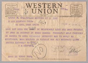 [Telegram from I. H. Kempner to R. Lee Kempner, June 9, 1944]