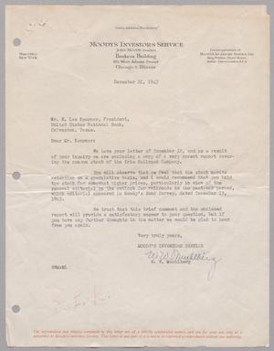 [Letter from W. W. Muehlberg to R. Lee Kempner, December 21, 1943]