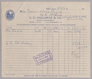 [Rental Income from C. C. Gallaway & Co., August 3, 1944]
