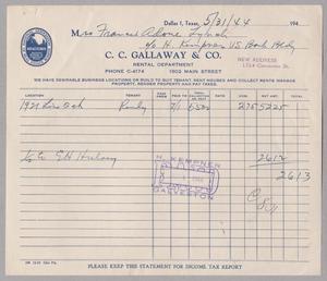 [Rental Income from C. C. Gallaway & Co., May 31, 1944]