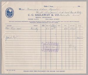 [Rental Income from C. C. Gallaway & Co., May 1944]