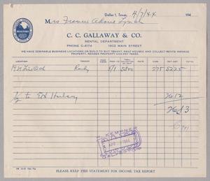 [Rental Income from C. C. Gallaway & Co., April 7, 1944]