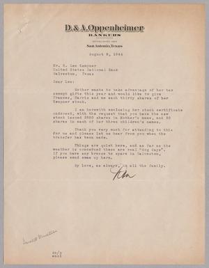[Letter from Dan Oppenheimer to R. Lee Kempner, August 9, 1944]