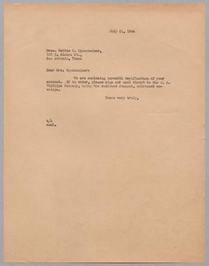 [Letter from A. H. Blackshear, Jr. to Mrs. Hattie K. Oppenheimer, July 21, 1944]