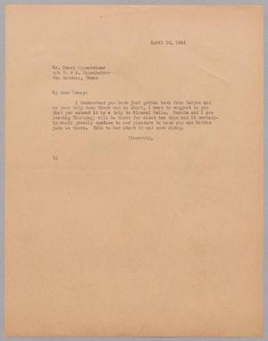 [Letter from I. H. Kempner to Henry Oppenheimer, April 10, 1944]