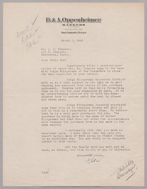 Primary view of object titled '[Letter from Dan Oppenheimer to I. H. Kempner, March 7, 1944]'.
