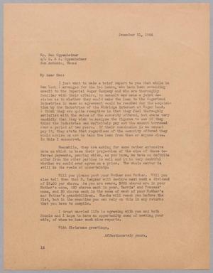 [Letter from I. H. Kempner to Dan Oppenheimer, December 21, 1944]