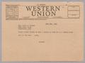 Primary view of [Telegram from Daniel and Jeane Kempner to Sara Elizabeth Weston, June 6, 1944]