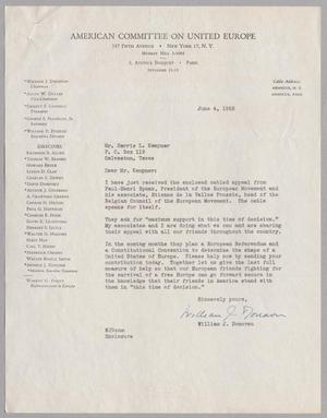 [Letter from William J. Donovan to Harris L. Kempner, June 4, 1952]