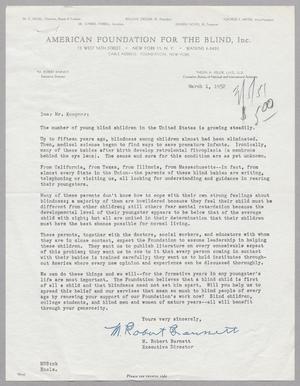 [Letter from M. Robert Barnett to I. H. Kempner, March 1, 1952]
