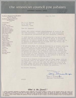 [Letter from Alex J. Geisenberger to I. H. Kempner, June 17, 1952]