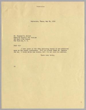 [Letter from I. H. Kempner to Sigmund H. Miller, May 26, 1952]