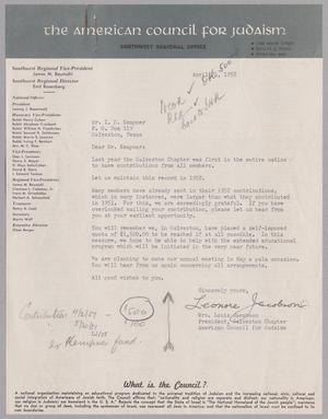 [Letter from Leonore Jacobson to I. H. Kempner, April 24, 1952]