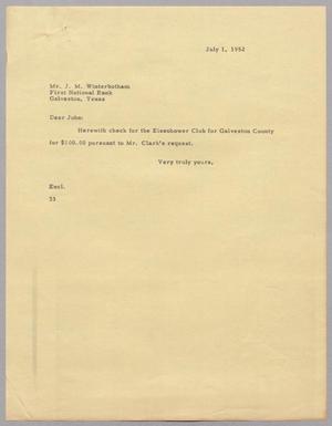 [Letter from Harris L. Kempner to J. M. Winterbotham, July 1, 1952]