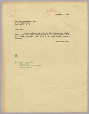 [Letter from A. H. Blackshear, Jr. to Overseas Associates, Inc., December 19, 1952]
