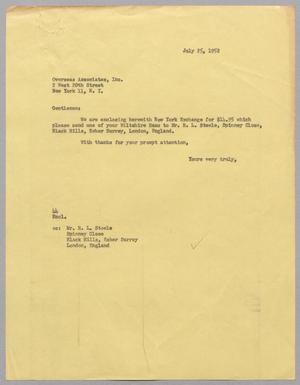 [Letter from A. H. Blackshear, Jr. to Overseas Associates, Inc., July 25, 1952]