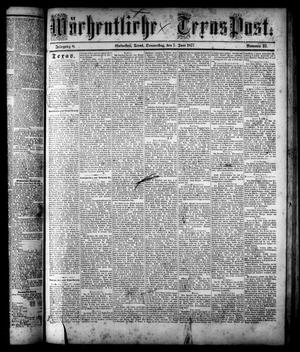 Primary view of object titled 'Wöchentliche Texas Post. (Galveston, Tex.), Vol. 8, No. 33, Ed. 1 Thursday, June 7, 1877'.
