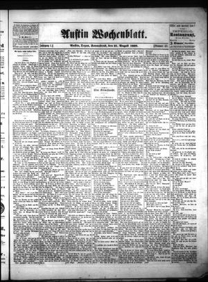 Austin Wochenblatt. (Austin, Tex.), Vol. 1, No. 42, Ed. 1 Saturday, August 21, 1880