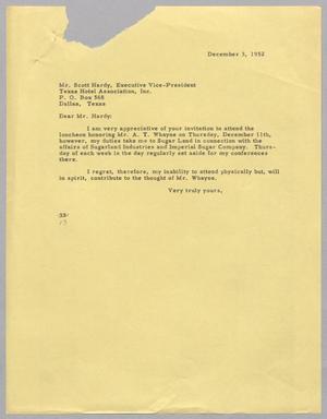 [Letter from I. H. Kempner to Scott Hardy, December 3, 1952]