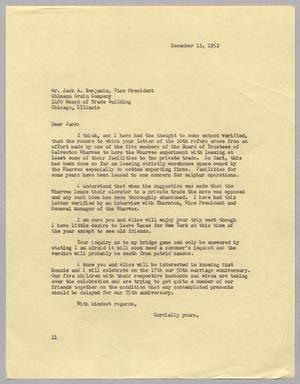 [Letter from I. H. Kempner to Jack A. Benjamin, December 13, 1952]