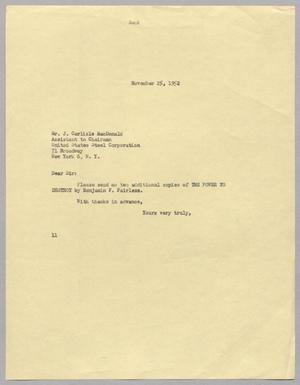 [Letter from I. H. Kempner to J. Carlisle MacDonald, November 25, 1952]