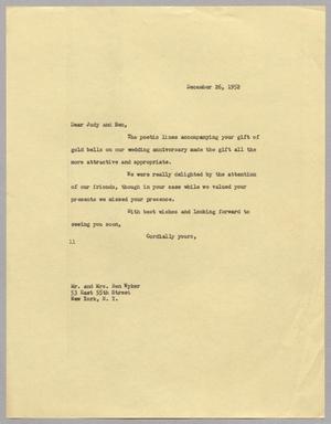 [Letter from I. H. Kempner to Judy and Ben Wyker, December 26, 1952]
