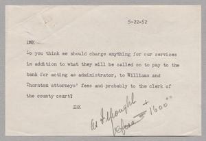 [Letter from I. H. Kempner to D. W. Kempner, May 22, 1952]