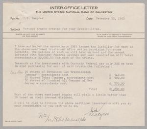 [Inter-Office Letter from J. E. Meyers to I. H. Kempner, December 22, 1952]