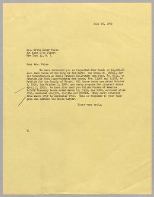 [Letter from I. H. Kempner to Greta Zuker Wales, July 25, 1952]