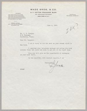 [Letter from E. J. Wade to I. H. Kempner, June 4, 1952]