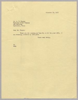 [Letter from I. H. Kempner to A. T. Whayne, December 10, 1952]