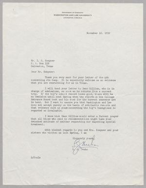 [Letter from L. J. Desha to I. H. Kempner, November 10, 1952]