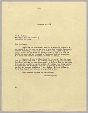 [Letter from I. H. Kempner to L. J. Desha, November 4, 1952]