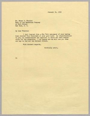 [Letter from I. H. Kempner to Minor L. Wheaton, January 31, 1952]