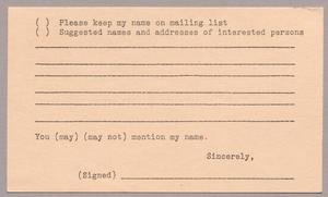 [Postal Card from Rosella H. Werlin, 1952]