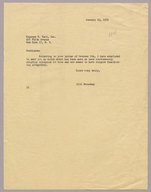 [Letter from I. H. Kempner to Raymond C. Yard, Inc., January 23, 1952]