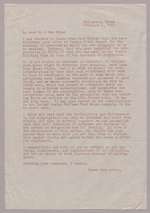 [Letter from I. H. Kempner to Mr. and Mrs. W. N. Zinn, February 6, 1952]