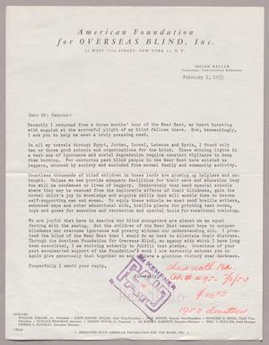 [Letter from American Foundation for Overseas Blind to Mr. Kempner, February 2, 1953]