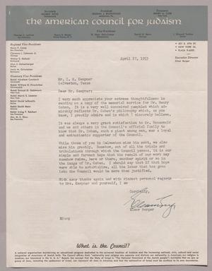[Letter from Elmer Berger to I. H. Kempner, April 27, 1953]