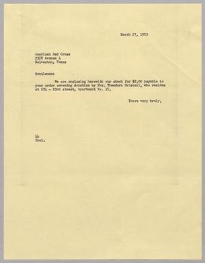 [Letter from A. H. Blackshear, Jr. to the American Red Cross, March 27, 1953]