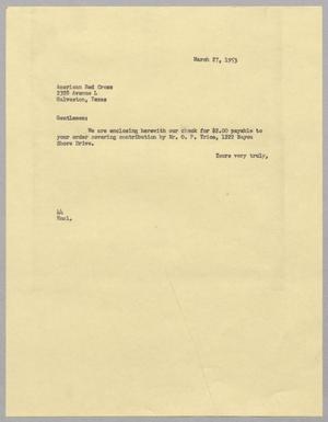 [Letter from A. H. Blackshear, Jr. to American Red Cross, March 27, 1953]