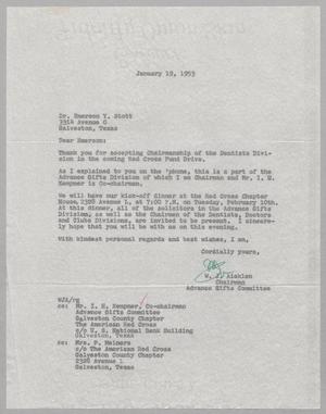 [Letter from W. J. Aicklen to Emerson Y. Stott, January 19, 1953]