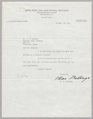 [Letter from H. M. Baldrige to I. H. Kempner, October 19, 1953]