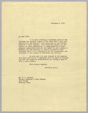 [Letter from I. H. Kempner to W. J. Aicklen, November 6, 1953]