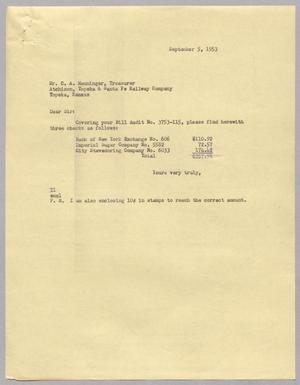 [Letter from I. H. Kempner to C. A. Menninger, September 5, 1953]