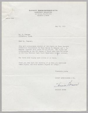 [Letter from Lovett, Abercrombie & Co. to H. Kempner, May 25, 1953]