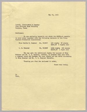[Letter from A. H. Blackshear, Jr. to Lovett, Abercrombie & Co., May 22, 1953]