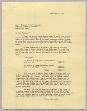[Letter from I. H. Kempner to J. Fellman Seinsheimer, Jr., February 27, 1953]